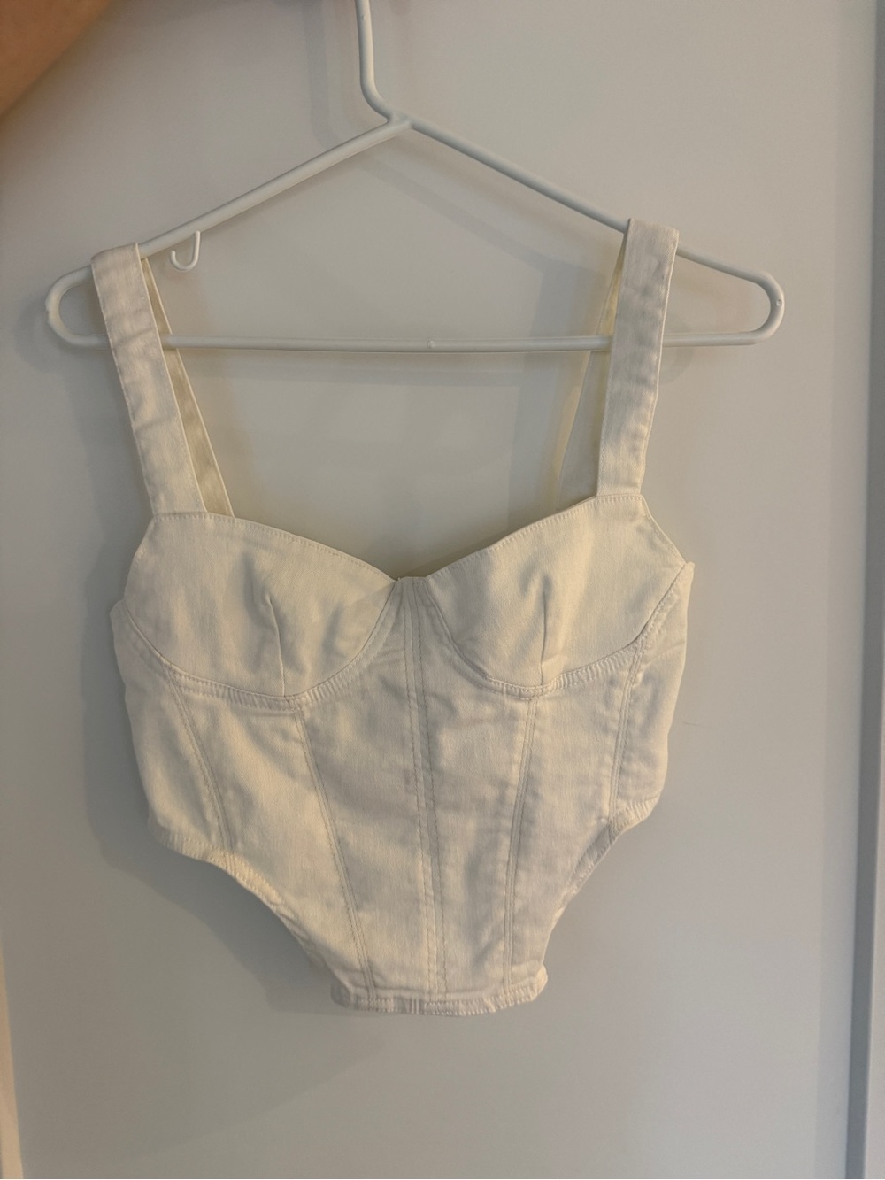 Zara Off-White Denim Bustier Top